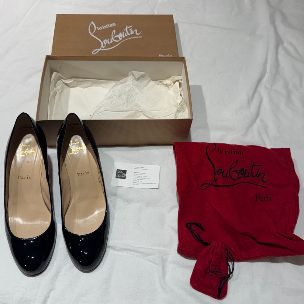 Christian Louboutin Patent Leather Black Heels- Size 39